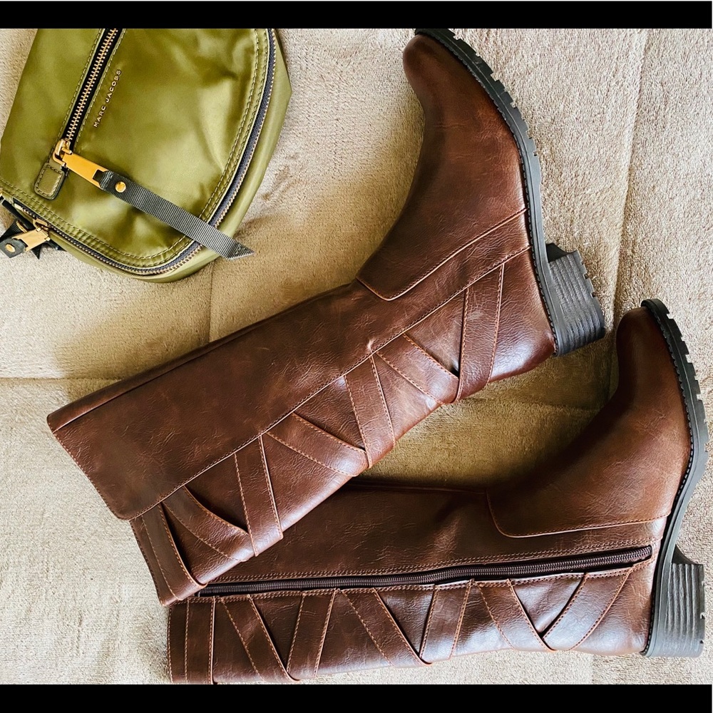 Chocolate brown knee high boots zipper